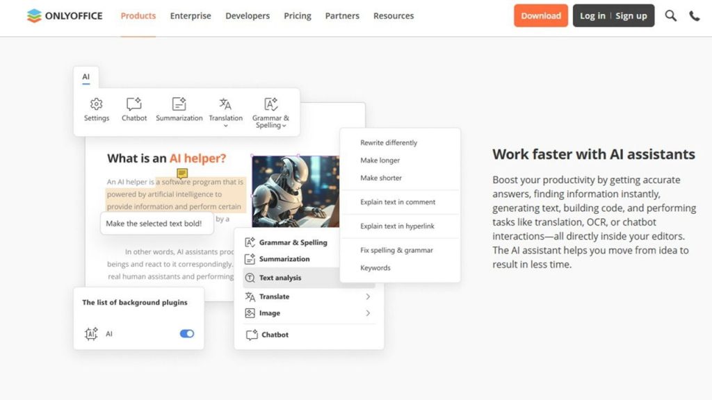 Craft Docs Faster With ONLYOFFICE Desktop Editors AI Support ONLYOFFICE Desktop Editor homepage.