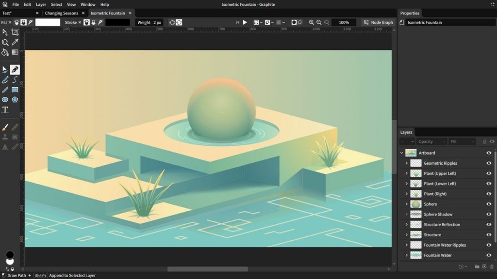 Graphite in action with a sample artwork loaded.