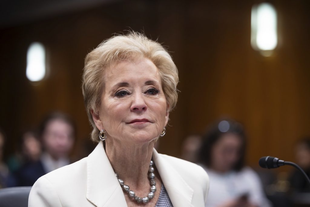 States Push to Block New PSLF Employer Rule Before July 1 Deadline Education Secretary Linda McMahon testifies during an appropriations hearing on Capitol Hill June 3, 2025. (Francis Chung/POLITICO via AP Images)