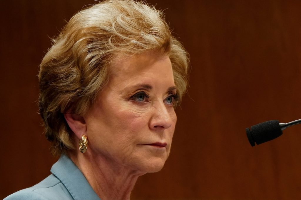 U.S. Department of Education Secretary Linda McMahon testifies before a U.S. Senate Appropriations Labor, Health and Human Services, Education, and Related Agencies Subcommittee hearing on U.S. President Donald Trump’s budget request for NASA, on Capitol Hill in Washington, D.C., U.S., April 28, 2026. REUTERS/Elizabeth Frantz