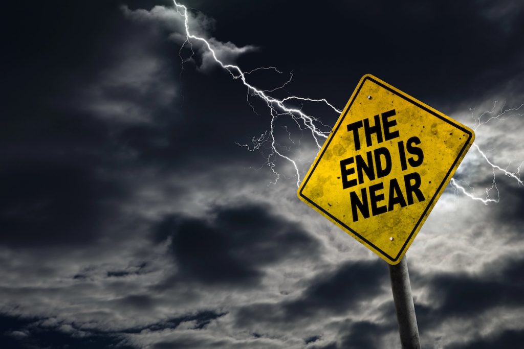 The end is near sign on a stormy background reflecting the end of the SAVE Forbearance. Source: The College Investor