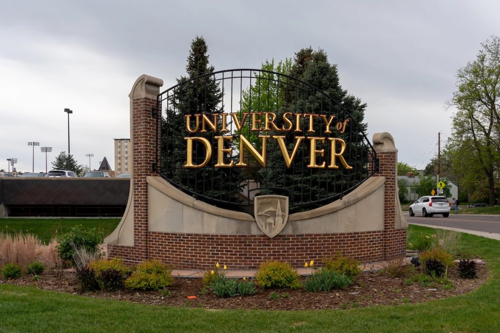 University of Denver sign.